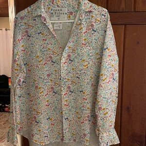 Frank & Eileen Multicolor Flower Pastel Long Sleeved Size S Button down Blouse